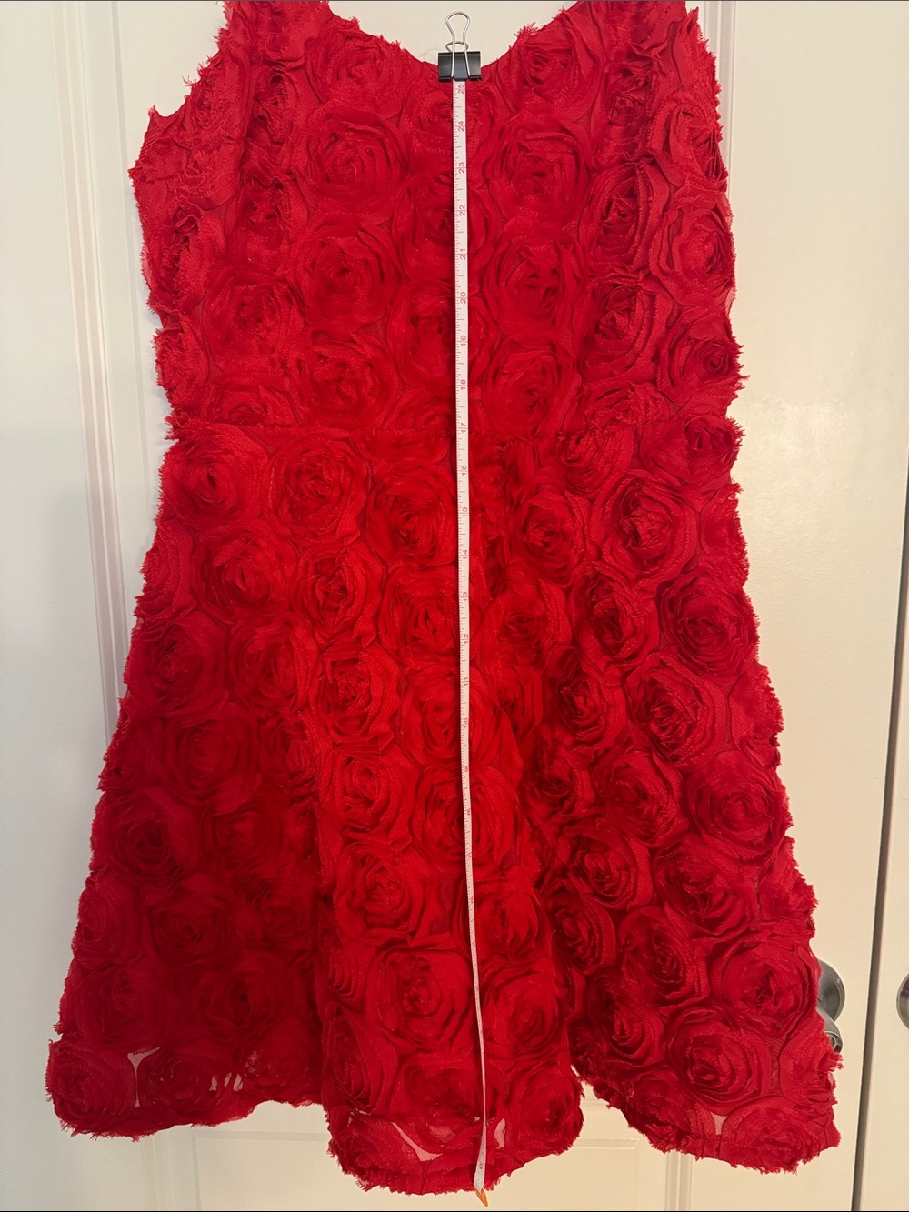 Express Red Floral Rosette Spaghetti Strap Dress - Picture 6 of 8